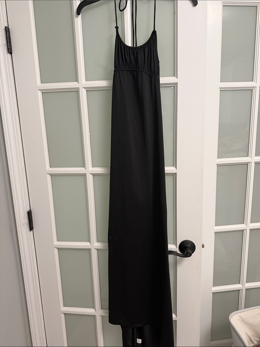 Classic Black Maxi Slip Dress - Women's